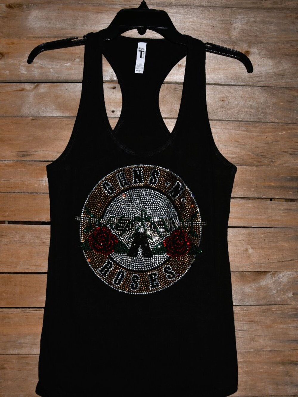 Guns N Roses black rhinestone bling racer back tank top XS, S, M, L, XL, XXL